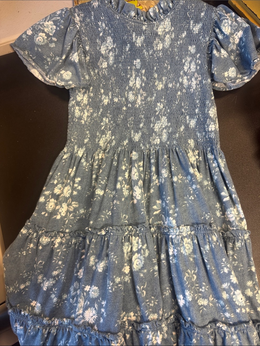 Polo by Ralph Lauren Light Blue Floral Smocked Tiered Dress